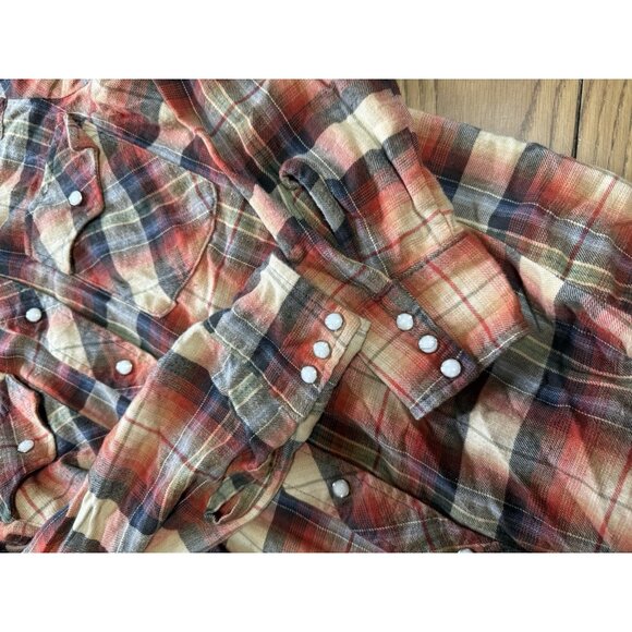 Mr Leggs Shirt Mens Small Plaid Flannel Pearl Snap USA 70s 80s Western VTG - Picture 10 of 11